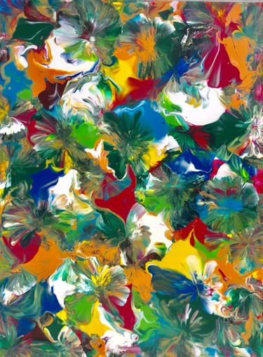 Fleurs MULTICOLORES 2 Peinture intitulée "Fleurs MULTICOLORES…" par Cendrique Nouchy-Desjeux (Cendrique Art), Œuvre d'art originale, Acrylique