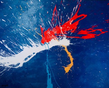 Peinture Acrylique SPLASH 1 제목이 "Peinture Acrylique…"인 미술작품 Norbert Engel로, 원작, 아크릴 나무 들것 프레임에 장착됨