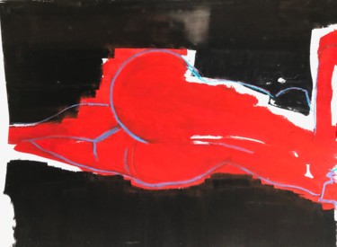 Peinture intitulée "NU N°2 Large" par Norbert Engel, Œuvre d'art originale, Aquarelle Monté sur Châssis en bois