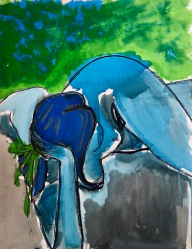 Peinture intitulée "NU N°4 Large" par Norbert Engel, Œuvre d'art originale, Aquarelle Monté sur Châssis en bois