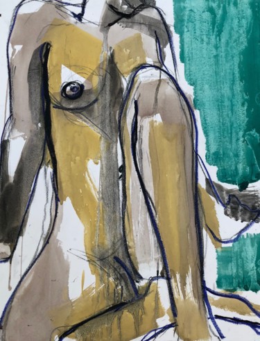 Peinture intitulée "NU N°6 Large" par Norbert Engel, Œuvre d'art originale, Aquarelle Monté sur Châssis en bois