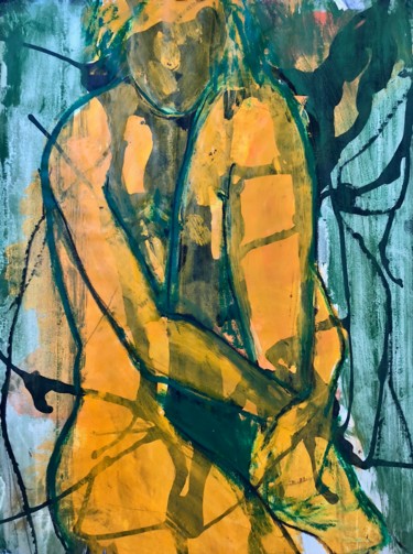 Peinture intitulée "NU N° 10 Large" par Norbert Engel, Œuvre d'art originale, Aquarelle Monté sur Châssis en bois