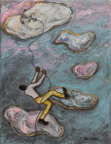 绘画 标题为“J'y arriverai” 由Véronique Wibaux, 原创艺术品, 丙烯 安装在木质担架架上