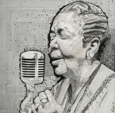 图画 标题为“Cesaria Evora” 由Yannick Civel, 原创艺术品, 标记 安装在木质担架架上