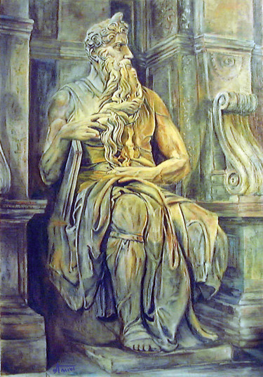 Moïse en plein soleil Peinture intitulée "Moïse en plein sole…" par Bernard Amiot, Œuvre d'art originale, Huile Monté sur Châssis en bois
