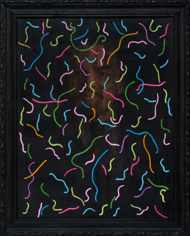 Oleksandr Balbyshev "Lenin with Gummy Worms" Painting titled "Oleksandr Balbyshev…" by Oleksandr Balbyshev, Original Artwork, Oil Mounted on Wood Stretcher frame