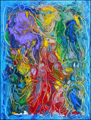 Peinture intitulée "La création" par Jean Mirre, Œuvre d'art originale, Huile Monté sur Châssis en bois