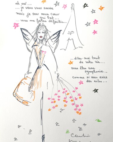 Dessin intitulée "Symphonie" par Caroline Montigneaux, Œuvre d'art originale, Marqueur