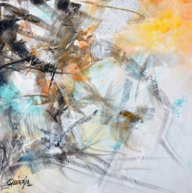 Painting titled "Cache cache" by Marianne Quinzin, Original Artwork, Acrylic Mounted on Wood Stretcher frame