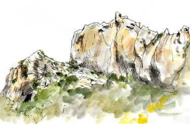 Dessin intitulée "Château de Peyreper…" par Anne-Marie Mary, Œuvre d'art originale