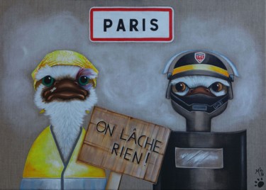 绘画 标题为“on lâche rien!” 由M'Do, 原创艺术品, 丙烯