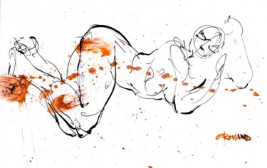 Dessin intitulée "12,5x20 2018 60" par Christian Rolland, Œuvre d'art originale, Encre