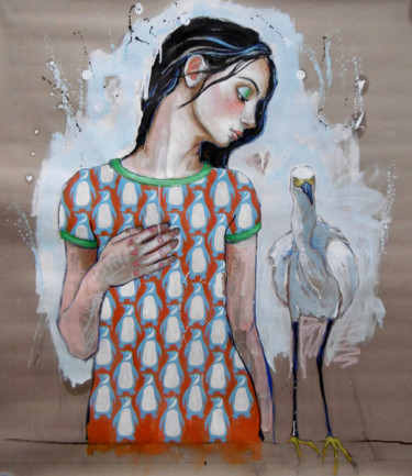Peinture intitulée "(°_°)" par Catherine Cornec, Œuvre d'art originale