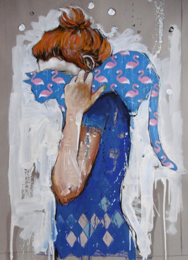 Peinture intitulée "( °)>" par Catherine Cornec, Œuvre d'art originale