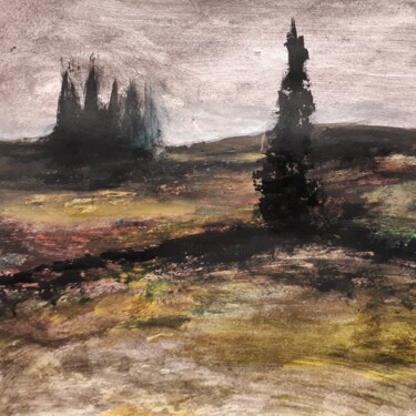 Peinture intitulée ""Flammes noires"" par Alain Tardieu, Œuvre d'art originale, Acrylique Monté sur Châssis en bois