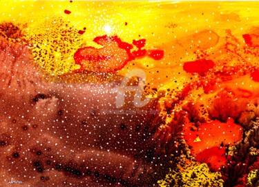 Drawing titled "Gamma Cassiopeiae" by Henri Ibara, Original Artwork, Ink Mounted on Glass