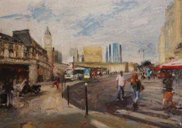 Painting titled "Gare de lyon" by Manuel Leonardi, Original Artwork, Oil