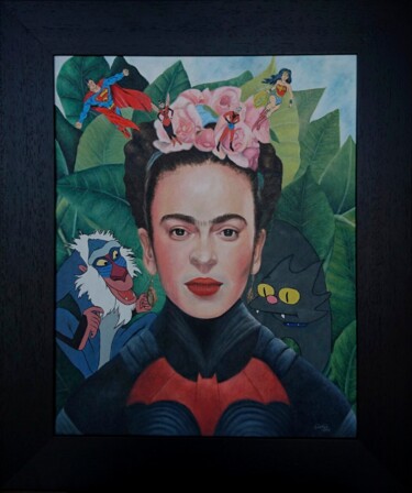 Painting titled "Retrato sin collar…" by Marco Santos, Original Artwork, Oil Mounted on Wood Stretcher frame