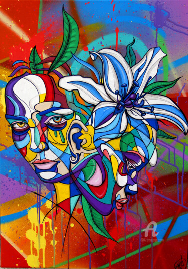 Peinture intitulée "Flower fusion" par Art De Noé, Œuvre d'art originale, Acrylique
