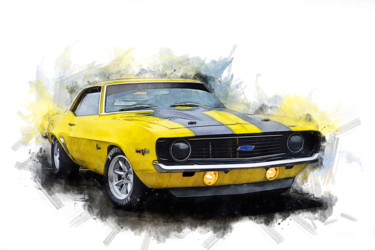 Photography titled "Yellow Camaro Z28" by Stuart Row, Original Artwork, Digital Photography