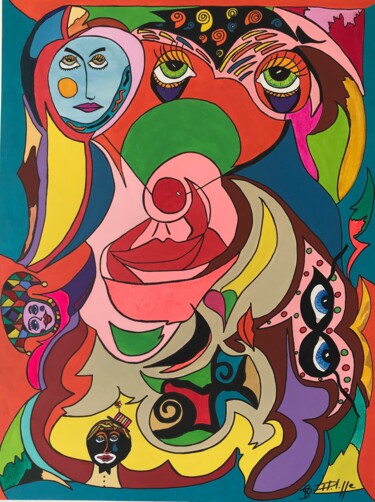 Peinture intitulée "Clows" par Philippe Seigle, Œuvre d'art originale, Acrylique
