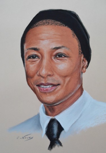 「Pharell」というタイトルの描画 Andromaqueによって, オリジナルのアートワーク, パステル 段ボールにマウント