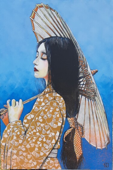 Peinture intitulée "L OMBRELLE" par Nanou, Œuvre d'art originale, Acrylique Monté sur Châssis en bois