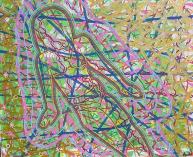 Peinture intitulée "Iridescente. D'aprè…" par Aude Peris, Œuvre d'art originale, Acrylique Monté sur Châssis en bois