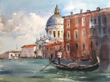 Canal Grande, Venice, Italy Schilderij getiteld "Canal Grande, Venic…" door Eugenia Gorbacheva, Origineel Kunstwerk, Aquarel