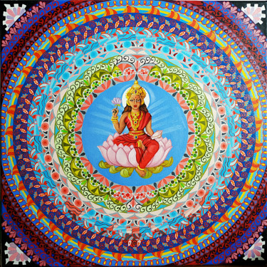 Painting titled "Mandala of Parvati" by Elena Ulrich, Original Artwork, Oil Mounted on Wood Stretcher frame