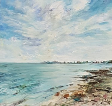 Peinture intitulée "Mer" par Evelyne Chabaud, Œuvre d'art originale, Huile