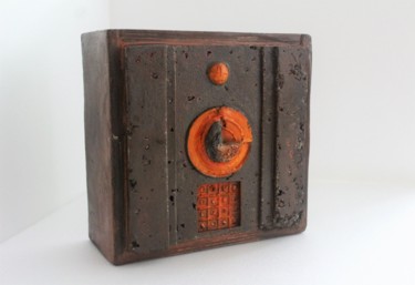 Sculpture titled "Hidden Codes C3B" by Jenny Hee, Original Artwork, Concrete Mounted on Wood Panel