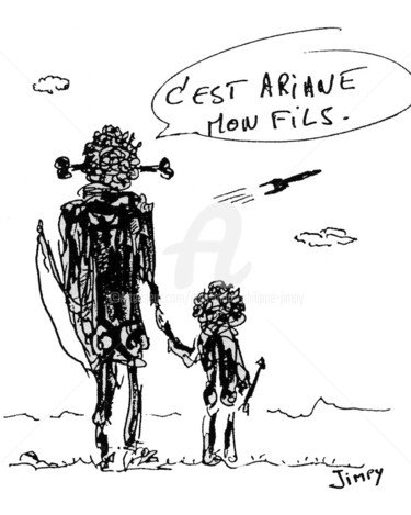 Dessin intitulée "C'EST ARIANE MON FI…" par Jean-Marc Philippe (Jimpy), Œuvre d'art originale, Marqueur