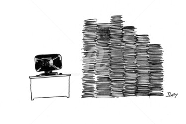 Dessin intitulée "ORDINATEUR" par Jean-Marc Philippe (Jimpy), Œuvre d'art originale, Marqueur