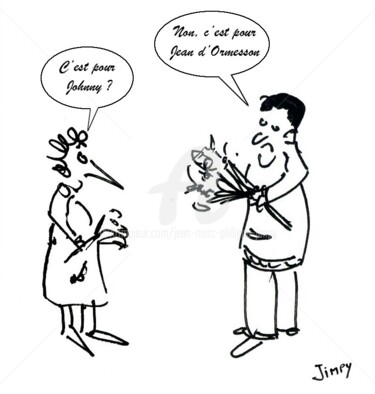 Dessin intitulée "C'EST POUR JOHNNY ?" par Jean-Marc Philippe (Jimpy), Œuvre d'art originale, Marqueur