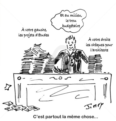 Dessin intitulée "BUDGET" par Jean-Marc Philippe (Jimpy), Œuvre d'art originale, Marqueur