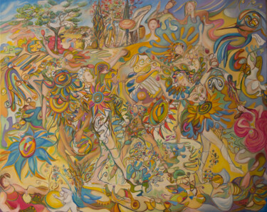 Peinture intitulée "C'est la fête!" par Marie France Bussy (COLIBRI), Œuvre d'art originale, Huile