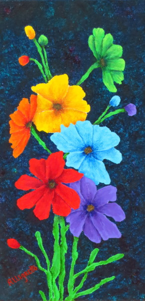 Painting titled "PRIDE BOUQUET" by Allegretto, Original Artwork, Acrylic Mounted on Wood Stretcher frame