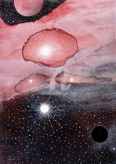 Peinture intitulée "Gamma Velorum" par Henri Ibara, Œuvre d'art originale, Gouache Monté sur Verre