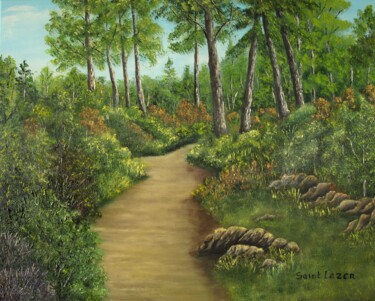 제목이 "foret girondine"인 미술작품 Jean-Yves Saint Lezer로, 원작, 기름 나무 들것 프레임에 장착됨