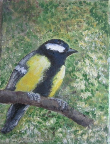 Peinture intitulée "La Mésange Charbonn…" par Agnès Mailahn, Œuvre d'art originale, Acrylique