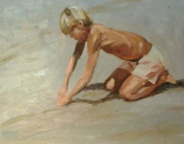 Painting titled "Juanin" by Maria Catalina Alberto, Original Artwork, Oil Mounted on Wood Panel