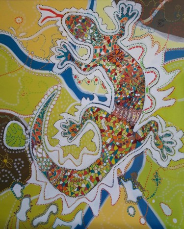 Peinture intitulée "salamandre" par Agnes Rolin, Œuvre d'art originale, Acrylique