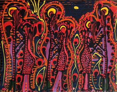 Artista puntillista judia israelita Mirit Ben-Nun Peinture intitulée "Artista puntillista…" par Mirit Ben-Nun, Œuvre d'art originale, Acrylique