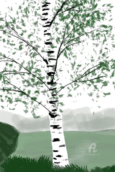 Birch morning Цифровое искусство под названием "Birch morning" - Vladimir Kononenko, Подлинное произведение искусства, Цифровая живопись