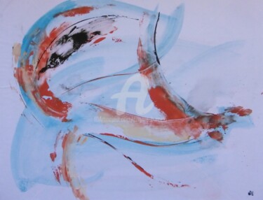 Peinture intitulée "Au fil de l ' eau" par Brigitte Barcelo, Œuvre d'art originale, Gouache Monté sur Panneau de bois