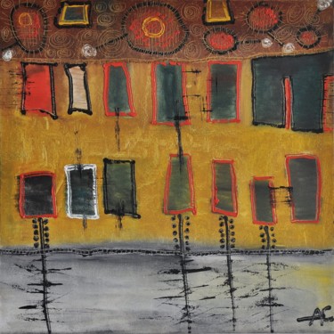 Painting titled "Structure" by Anton Carduus, Original Artwork, Oil Mounted on Wood Panel