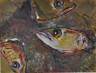 绘画 标题为“Sprats” 由Anton Carduus, 原创艺术品, 油 安装在木质担架架上