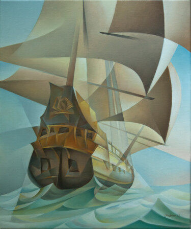 Painting titled "Behind a dream" by Isaac Feldman, Original Artwork, Oil Mounted on Wood Stretcher frame