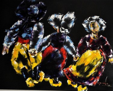 Peinture intitulée "Danse Bretonne" par Olga Chilova - Stephan, Œuvre d'art originale, Huile